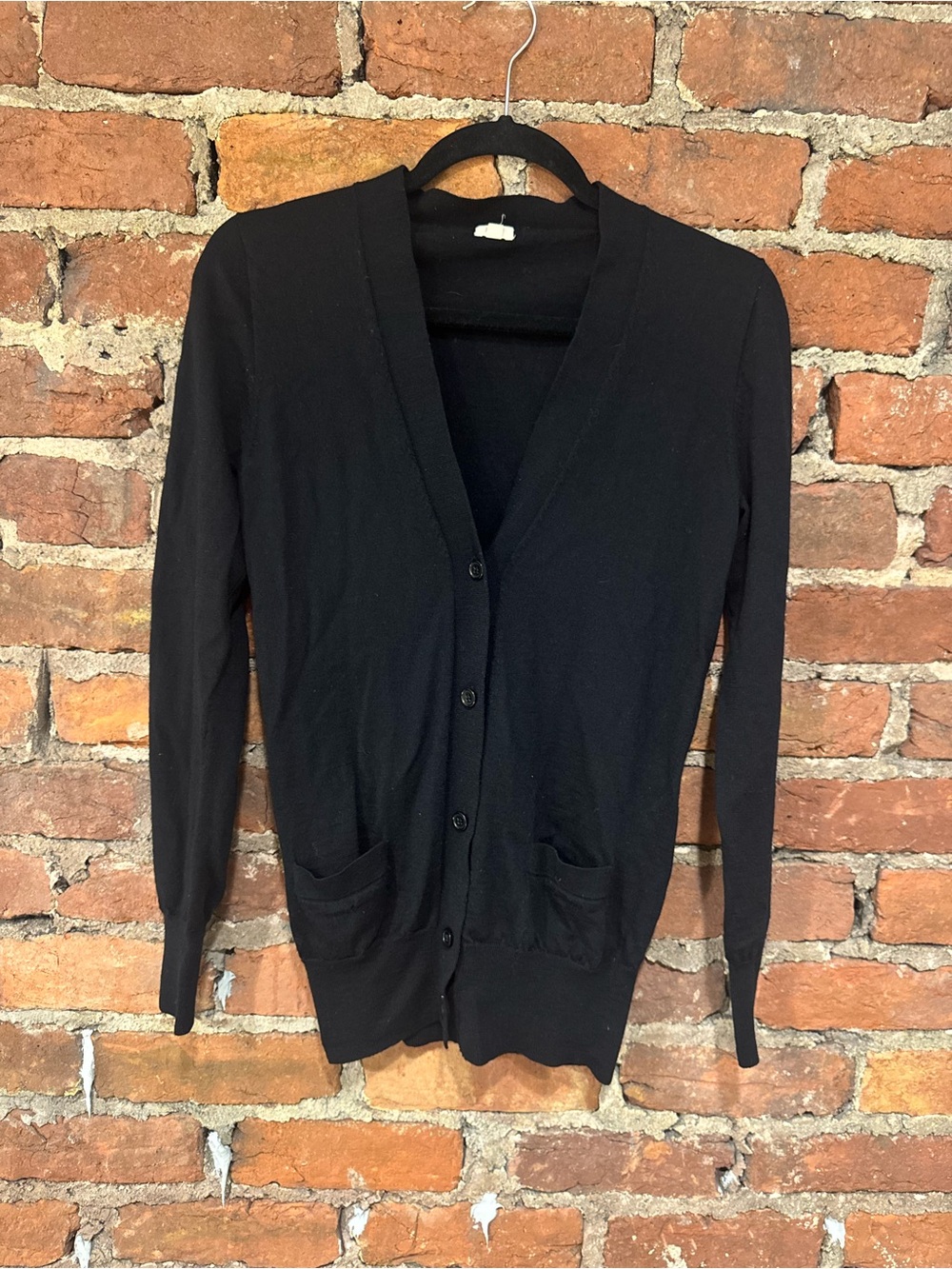 J. Crew Women’s Black Long Sleeve Button Up Cardigan (100% Merino Wool)